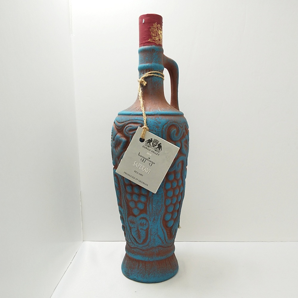 25-BP-35 SAPERAVI サペラヴィ 陶器ボトル 750ml 12.5% 約1544g 果実酒 RED DRY 原産国ジョージア 輸入者富士貿易 古酒 未開栓拍卖