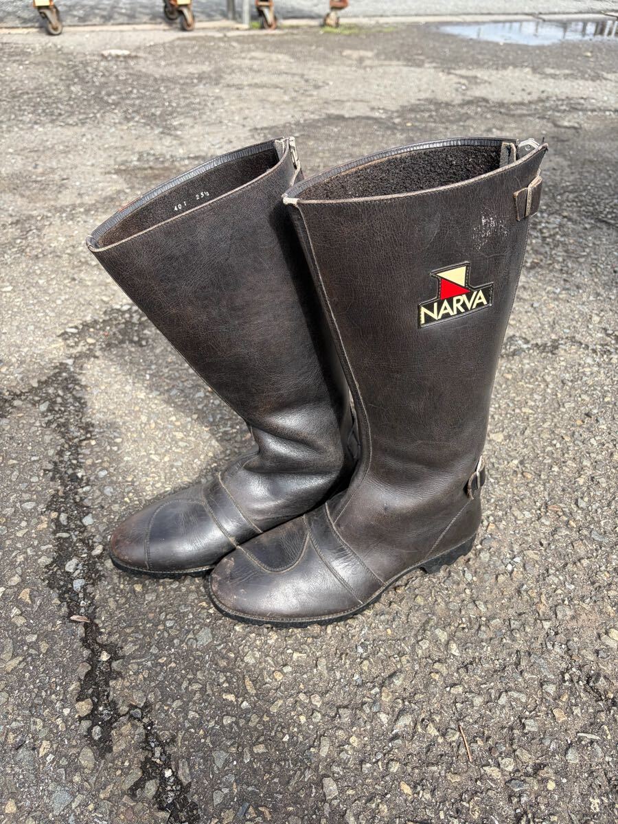 NARVA コミネ こげ茶 本革 ブーツ 25.5cm 当時物 / 750RS Z2 Z1 Z400FX Z400GP CB750F CB250T CBX400F GS400 GT380 暴走族 特攻ブーツ 旧車拍卖