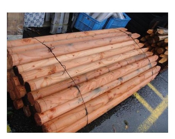 □C1【古定#152サ071006-8】松杭 くい クイ 径90mm 長さ150cm 1本重量6.5kg位 長さ10cm単位製作OK 価格見積り拍卖