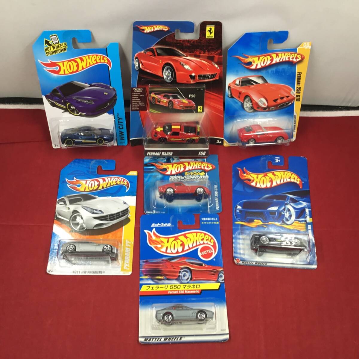 MATEL マテル Hot wheels ホットウィール Ferrari フェラーリ レーサー F50 250 GTO 550 マラネロ ショートカード まとめて7個 未開封品拍卖