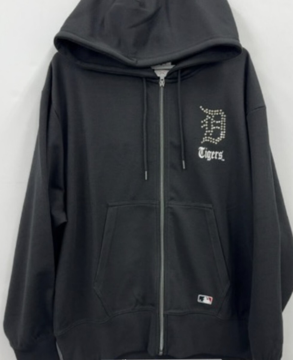 即決 MLB デトロイト・タイガース メンズジップアップパーカー【M】新品タグ付き トレーナー ラインストーン スウェット拍卖