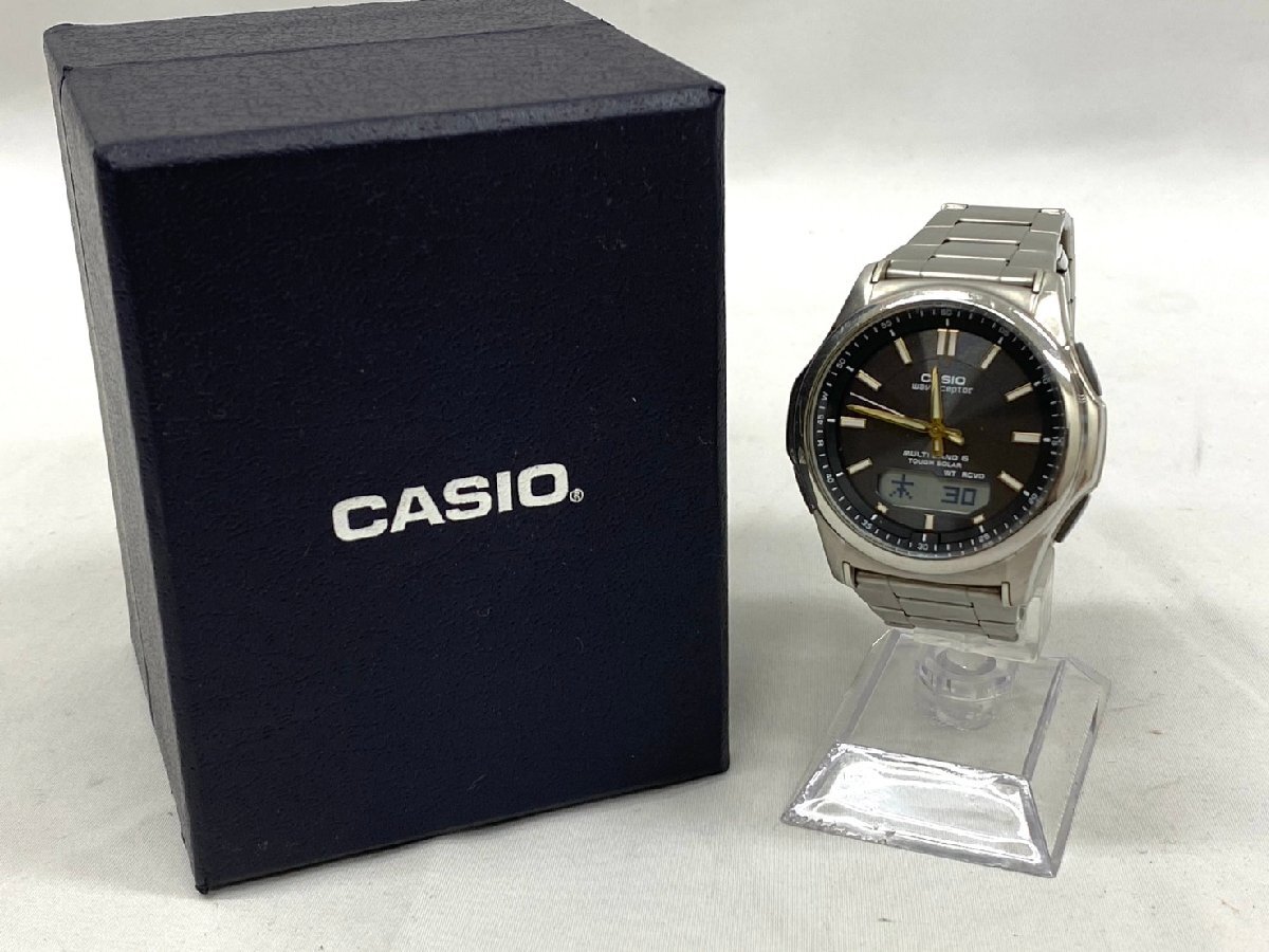 ◇◇ 稼働品 CASIO カシオ ウェーブセプター ソーラーコンビネーション WVA-M630 文字盤ブルー 50M防水 ステンレス メンズウォッチ ◇◇拍卖