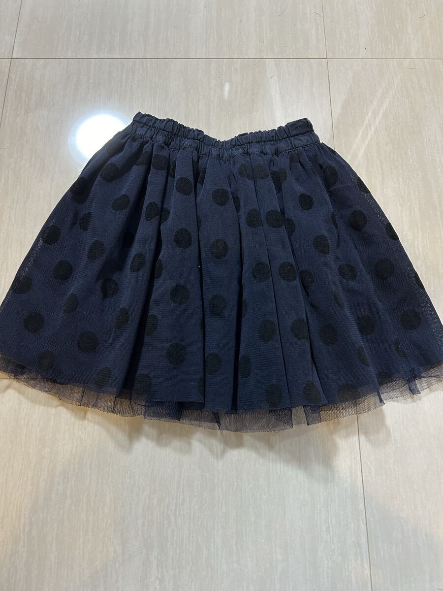 ドット柄 チュールスカート ネイビー キッズ 女の子拍卖
