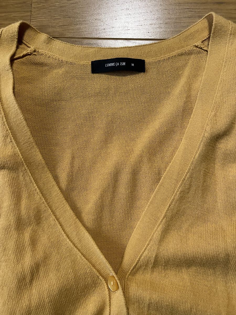 コムサイズムCOMMECAIZMカーディガン マスタードイエローMサイズ ニットカーディガン拍卖