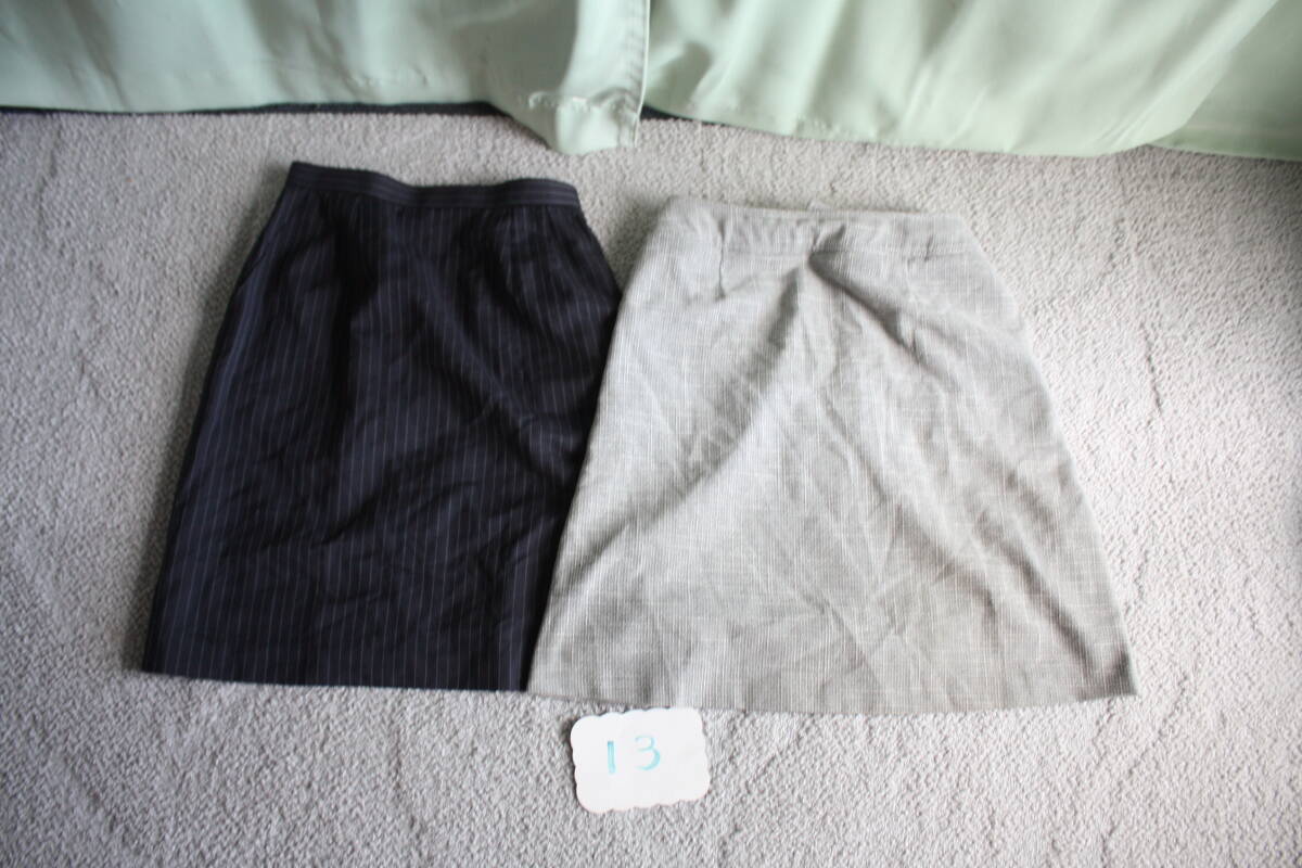OL制服・事務服Lemidi白格子グレースカート・高島屋濃グレーストライプスカート 13号 2着拍卖