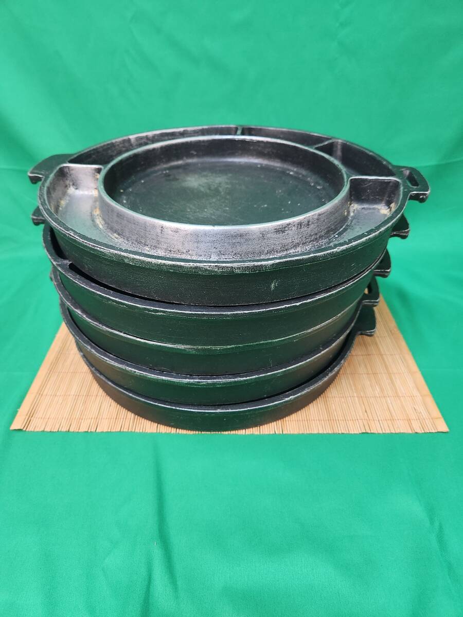 【業務用】タッカルビ用 鉄鍋 5枚セット 約30cm 韓国料理 焼肉 鉄板 鋳物 鍋チーズダッカルビ用 鉄製 プレート 使用感あり まとめ売り拍卖