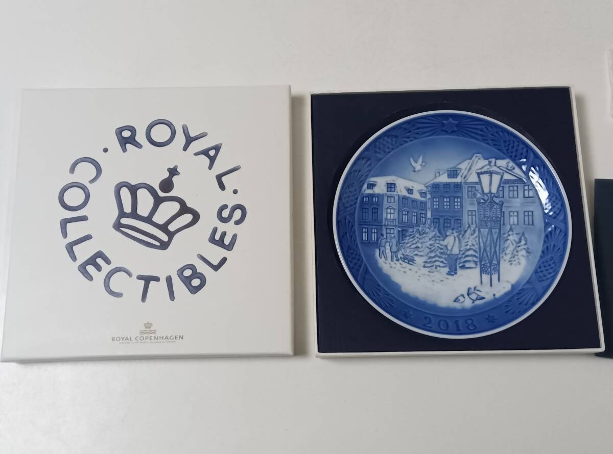 ロイヤルコペンハーゲン イヤープレート 2018年 飾り皿 箱付き しおり付 未使用 長期保管品 ROYAL COPENHAGEN拍卖