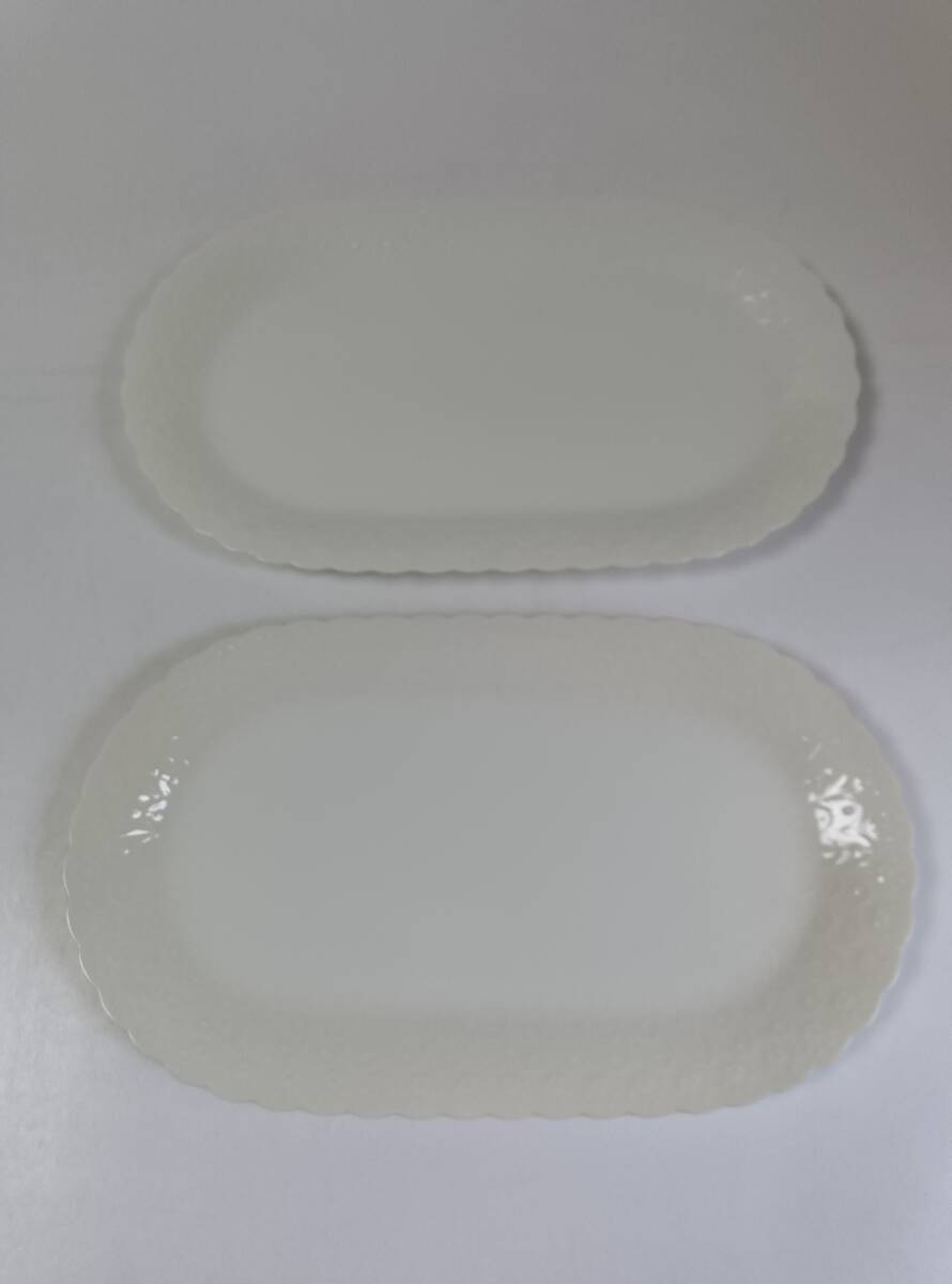 ナルミ ミルキーホワイト ディナー皿 2枚セット お皿 オーバルプレート NARUMI拍卖