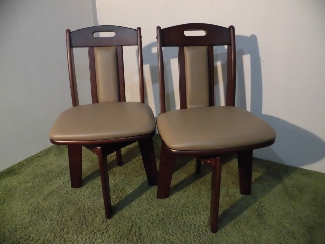 【送料無料】即決【展示品・新品】高級回転ダイニングチェア★2脚セット(ダークブラウン)拍卖