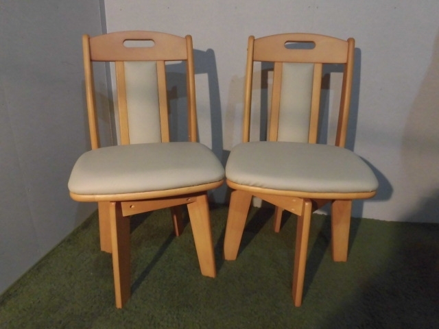 【送料無料】即決【展示品・新品】高級回転ダイニングチェア★2脚セット【ナチュラル】拍卖