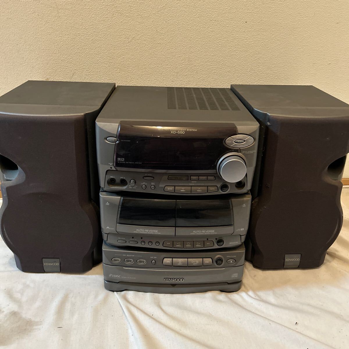 KENWOOD ケンウッド XD-550 ミニコンポ CD/カセット/FM・AMチューナーシステム スピーカー付 動作未確認 現状品拍卖