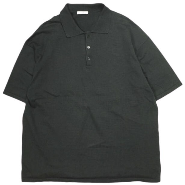 ATON エイトン 日本製 FRESCA KNIT POLO SWEATER ニットポロシャツ KRAGSM0401 06(L) BLACK 半袖 トップス g23693拍卖