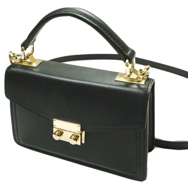AULENTTI オウレンティ イタリア製 ミニスクエアバッグ ブラック 2WAY ショルダーバッグ ハンドバッグ カバン g23620拍卖