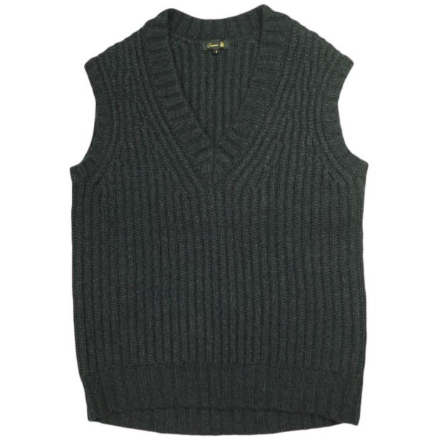 Drawer ドゥロワー 22AW 3G畔編みVネックニットベスト 6518-105-0496 1 チャコールグレー セーター プルオーバー 定価69,300円 g23680拍卖