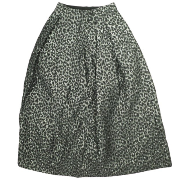 Drawer ドゥロワー 22AW 日本製 FALL1 レオパードジャカードタックスカート 6524-299-1664 36 BLACK 定価96,800円 ロング フレア ラメ拍卖