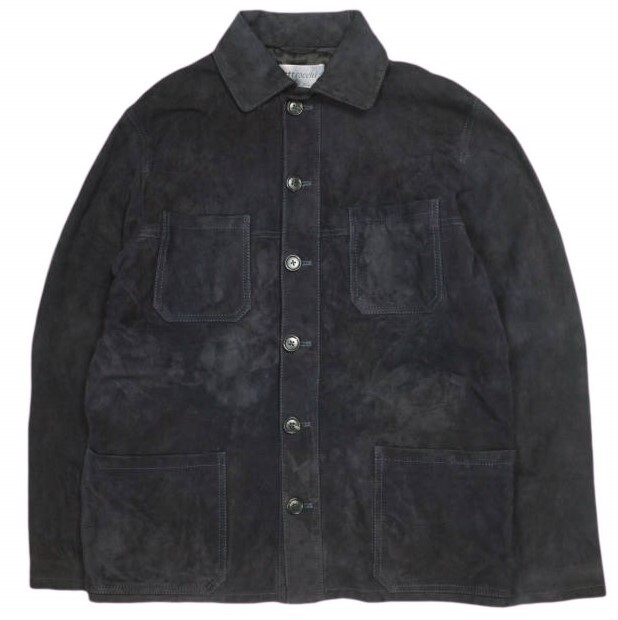 QUATTROCCHI クアトロッキ イタリア製 ゴートスエードカバーオール 23-18-0091-330 44 NAVY レザージャケット International Gallery BEAMS拍卖