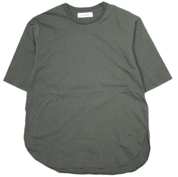 SACRA サクラ 24SS 日本製 EX.FINE COTTON TOP エクストラファインコットン ソリッドTシャツ 124146091 38 チャコールグレー カットソー拍卖
