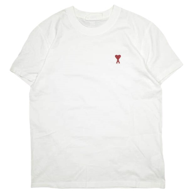 AMI Alexandre Mattiussi アミ アレクサンドルマテュッシ AMI DE COEUR T-SHIRT ハートロゴ刺繍Tシャツ BFHJ108.723 S WHITE 半袖 PARIS拍卖