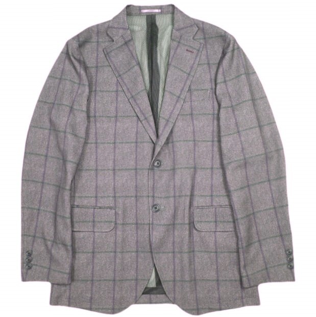 VICOMTE A. ヴィコントアー 日本製 ポリエステルジャージー チェック2Bジャケット 221249701 48 Purple テーラード アウター g23519拍卖