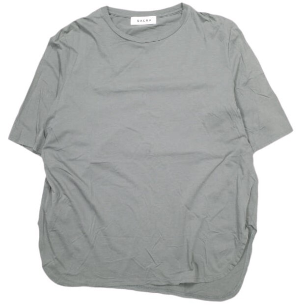 SACRA サクラ 21SS 日本製 マイクロファインコットン ハーフスリーブTシャツ 121165021 38 グレー 五分袖 カットソー トップス g23626拍卖