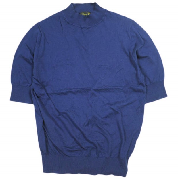 Drawer ドゥロワー 24SS 日本製 PRE2 セイケイモックネックニット 6517-299-0728 Free NAVY セーター 半袖 ハイゲージ プルオーバー拍卖