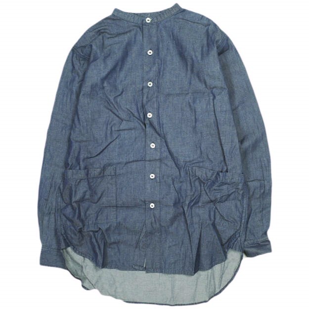 Yarmo ヤーモ イギリス製 BAND COLLAR SHIRTS ダンガリーバンドカラーシャツ YAR-15AW S1 S Indigo 長袖 トップス g13996拍卖