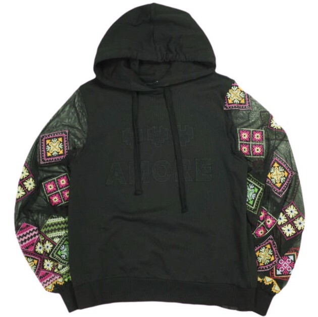 Desigual デシグアル シースルー袖フーディ Sweat_loira 22SWSK09 M Black 裏毛 スウェットプルオーバーパーカー トップス g23951拍卖