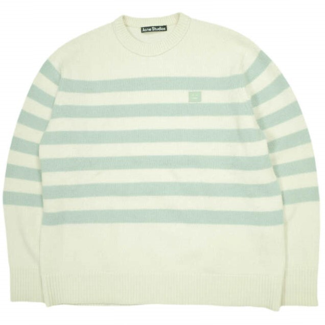 Acne Studios アクネストゥディオズ Striped Face Patch Sweater フェイスパッチボーダークルーネックニット FA-UX-KNIT000035 S Beige拍卖