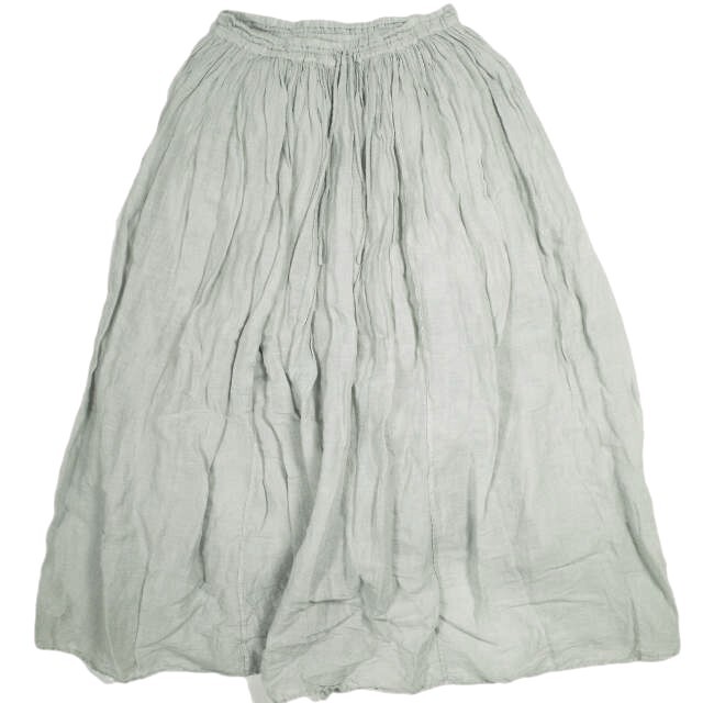 maison de soil メゾンドソイル インド製 コットンリネンギャザースカート 2 グレー ロング イージー ボトムス g23851拍卖