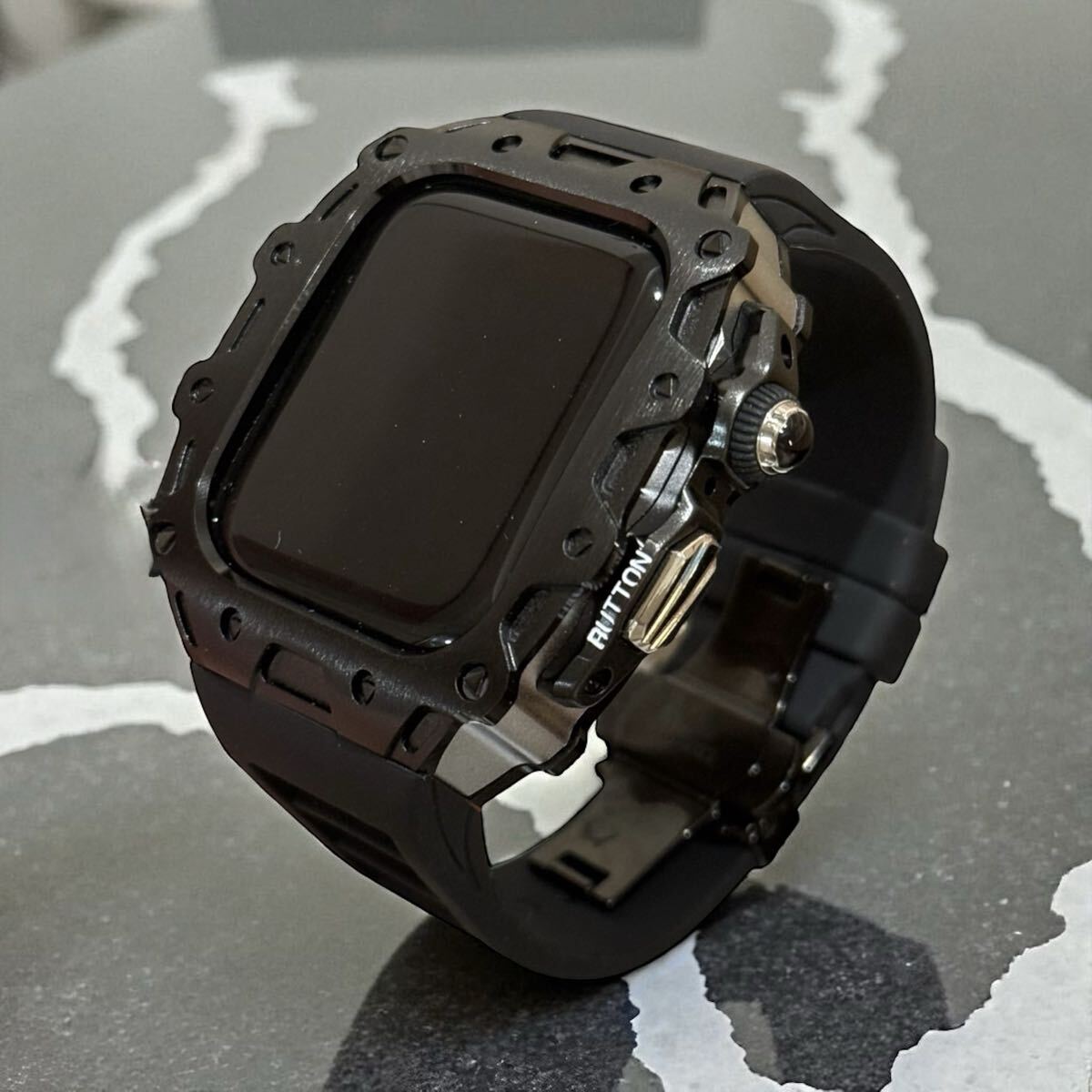 アップルウォッチケース Apple Watch フォージドステンレス ラバー カスタム カバー 46 ベルト バンド series10 /11 拍卖