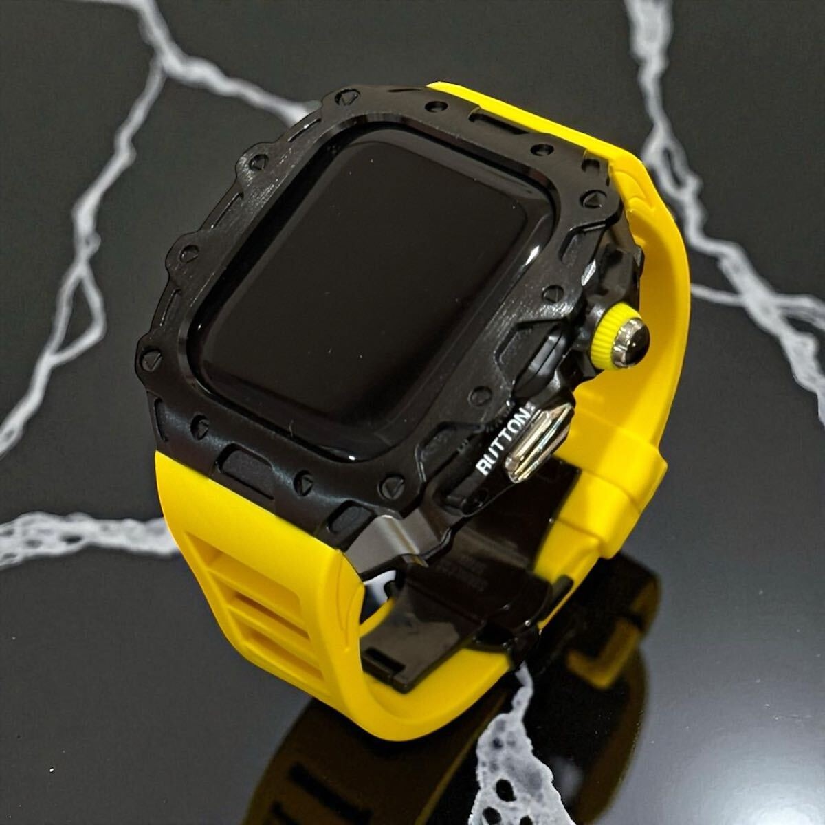 アップルウォッチケース Apple Watch フォージドステンレス ラバー カスタム カバー 46 ベルト バンド series10 /11 yb拍卖