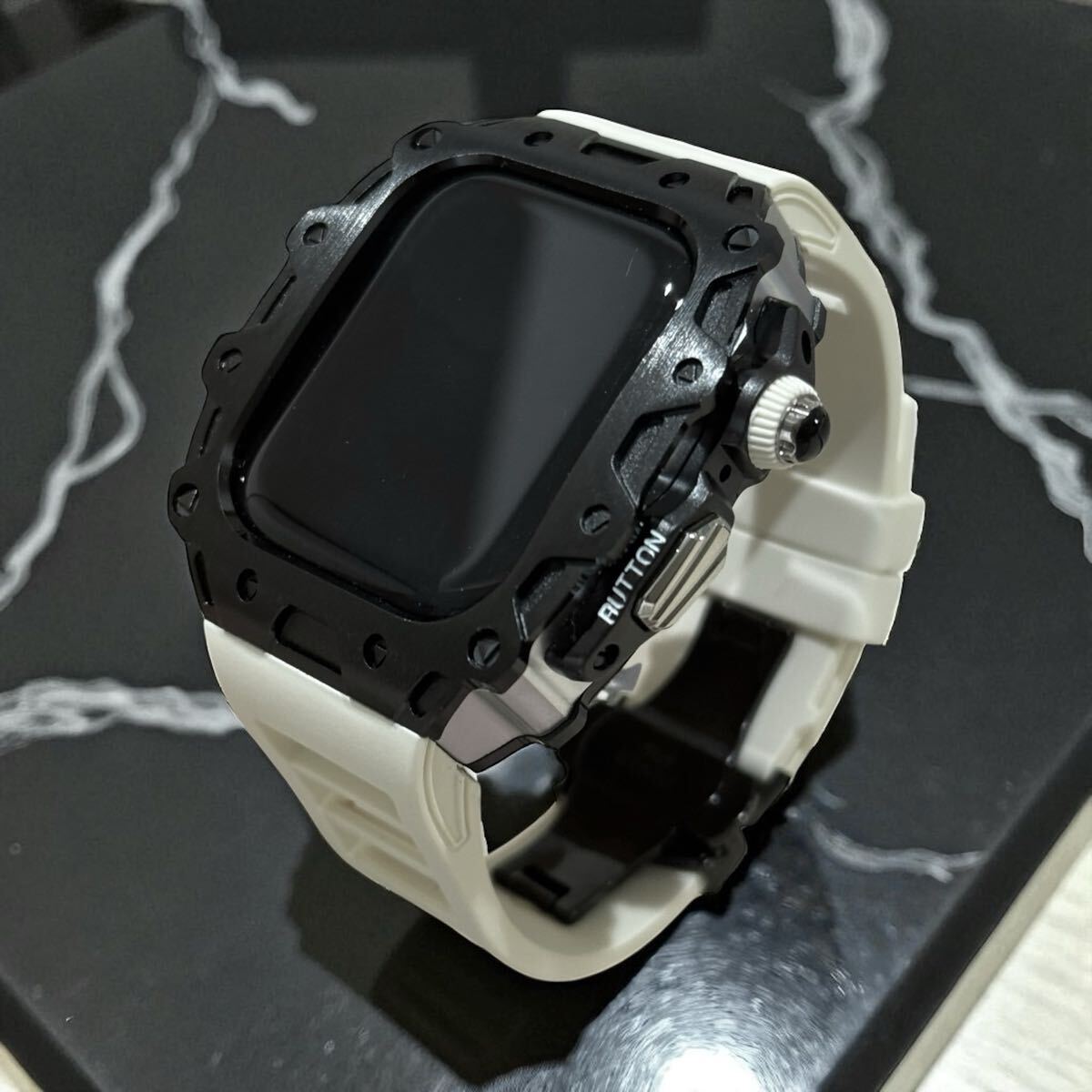 アップルウォッチケース Apple Watch フォージドステンレス ラバー カスタム カバー 46 ベルト バンド series10 /11 SN拍卖