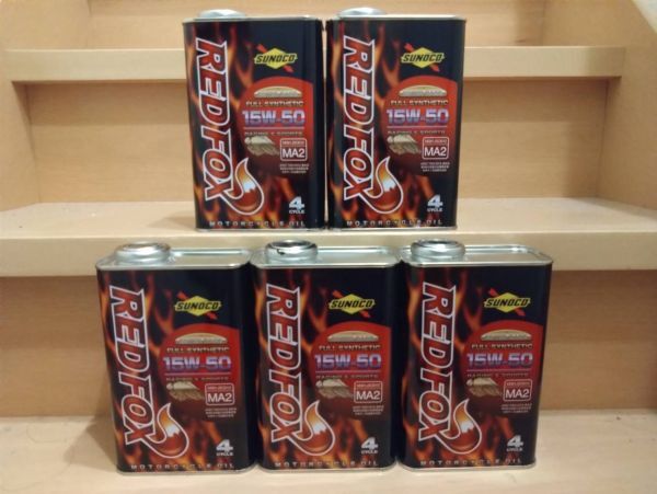 スノコ SUNOCO RED FOX レッドフォックス RACING&SPORTS レーシング&スポーツ MA2 15w50 1L 5缶 合成油拍卖