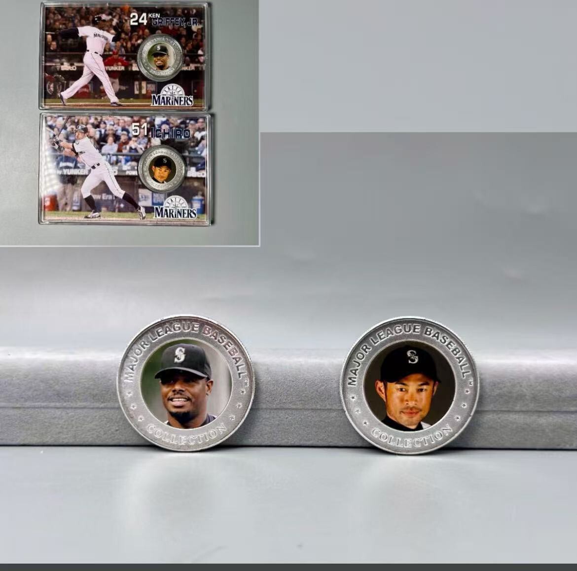 イチロー シアトルマリナーズ記念フレームメダル2枚 フォト額装品 MARINERSAイチローICHIRO GRIFFEY拍卖