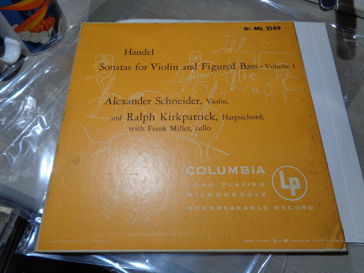 ALEXANDER SCHNEIDER,RALPH KIRKPATRICK,FRANK MILLER/HANDEL:SONATAS FOR VIOLIN AND FIGURED BASS VOLUME Ⅰ(COLUMBIA:ML 2149 10 LP拍卖