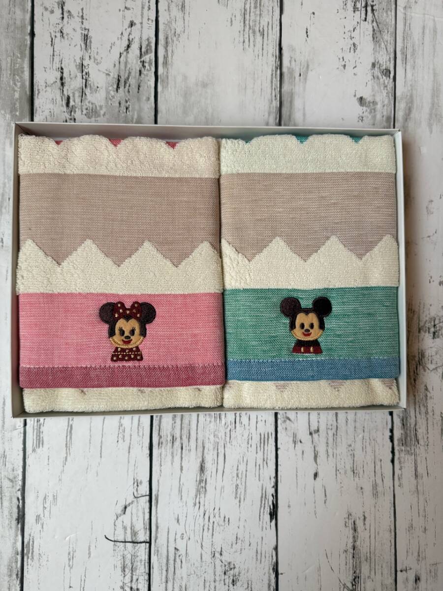 未使用★ミッキー ミニー★5ッ星クオリティ オーガニック コットン フェイスタオル 2枚 高島屋拍卖