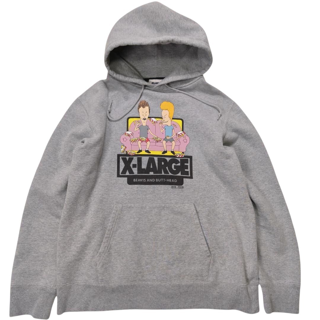 X-LARGE エクストララージ ビーバスアンドバッドヘッド コラボ パーカー グレー サイズM MTV Beavis and Butt-Head拍卖
