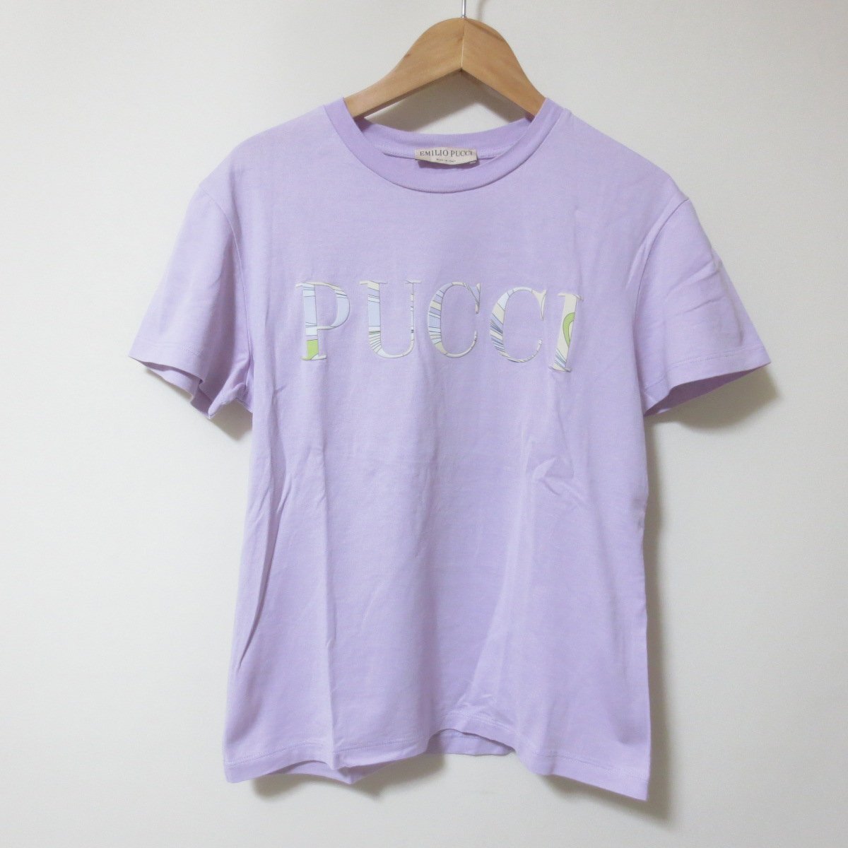 BM75 エミリオプッチ EMILIO PUCCI ロゴ パープル半袖 Tシャツ XS 【メ便】拍卖