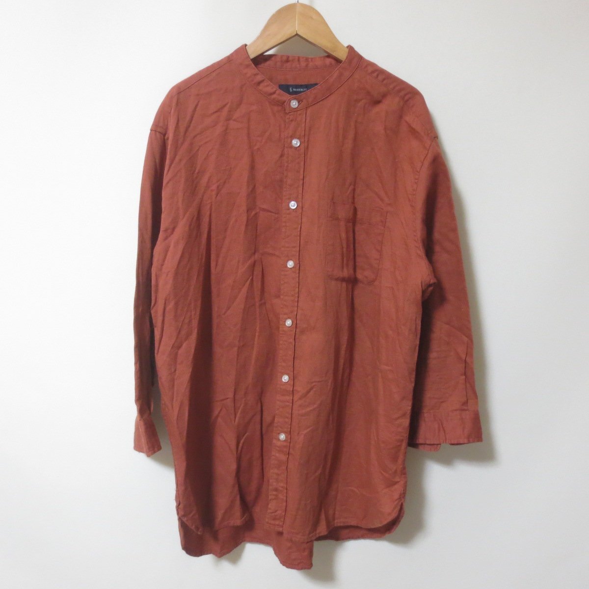 C802 RAGEBLUE レイジブルー バンドカラー ブラウン シャツ XL 【メ便】拍卖