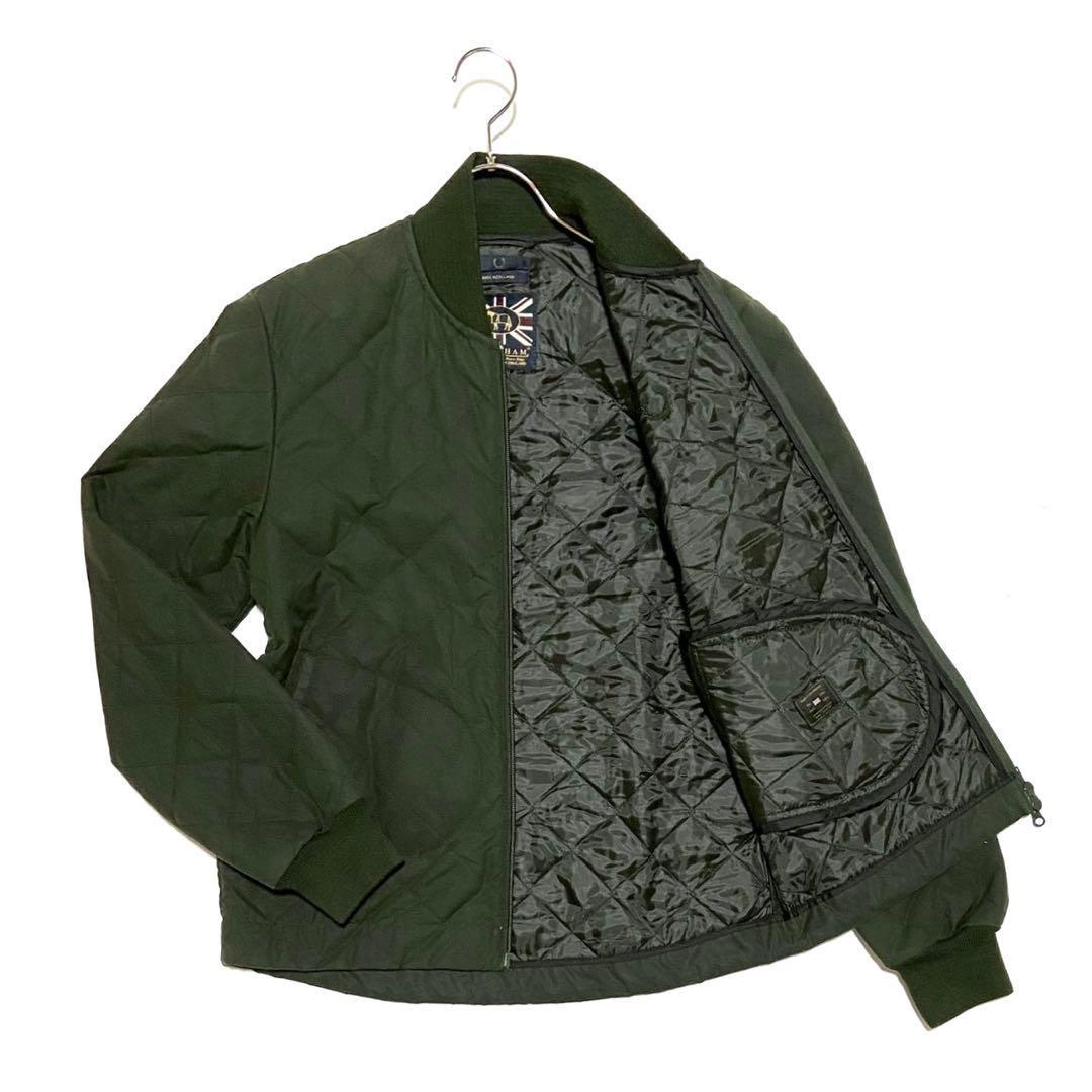【美品】FRED PERRY フレッドペリー LAVENHAM ラベンハム キルティング ジャケット ボンバージャケット ブルゾン コラボ ロゴ刺繍 カーキ拍卖