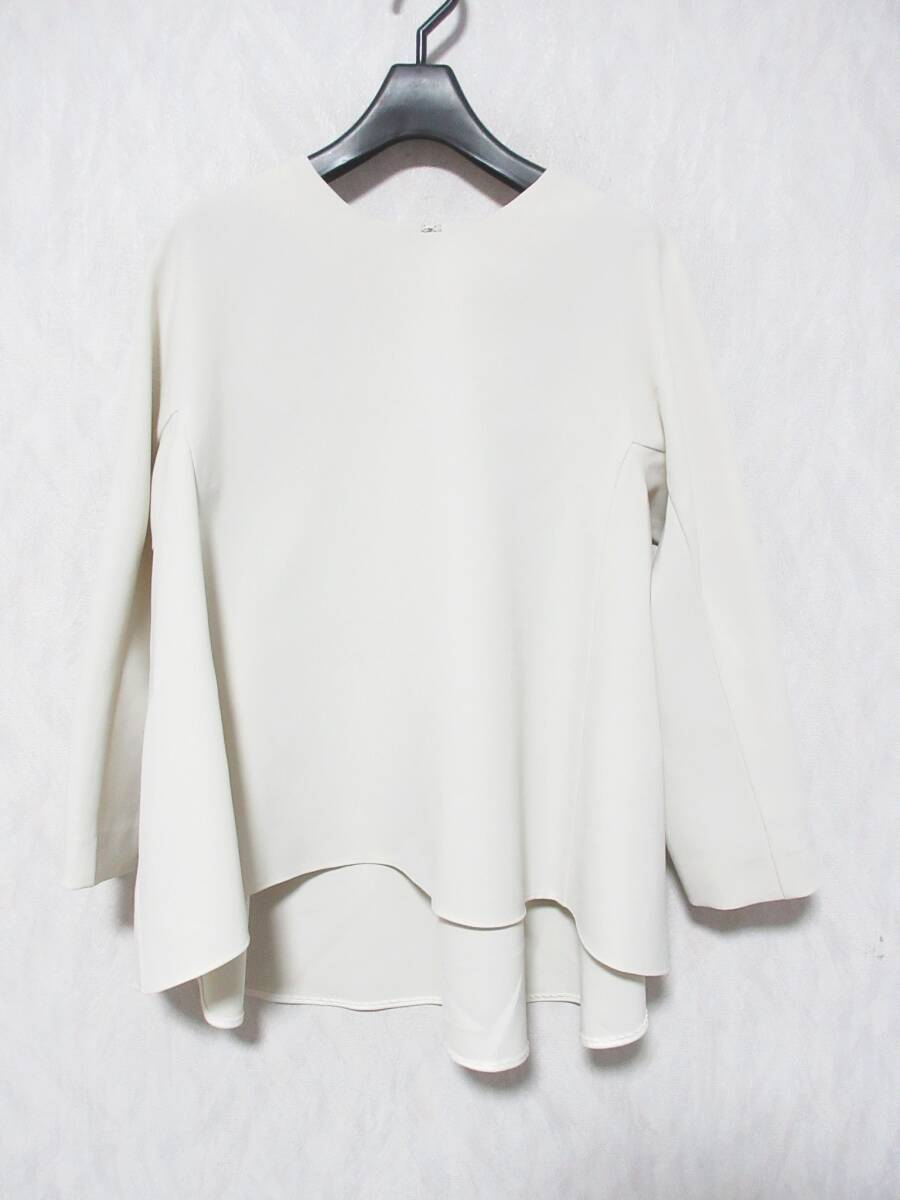 TOMORROWLAND トゥモローランド ドライダブルクロス クルーネックプルオーバー ブラウス レディース 36 ライトベージュ yu182拍卖