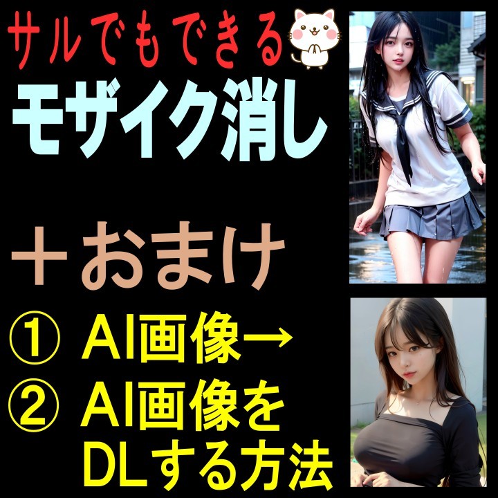 ★★ サルでもできるモザイク消し +おまけ (検索 修正 画像加工 しみ しわ 人工知能 AI画像 画像生成 送料無料)拍卖