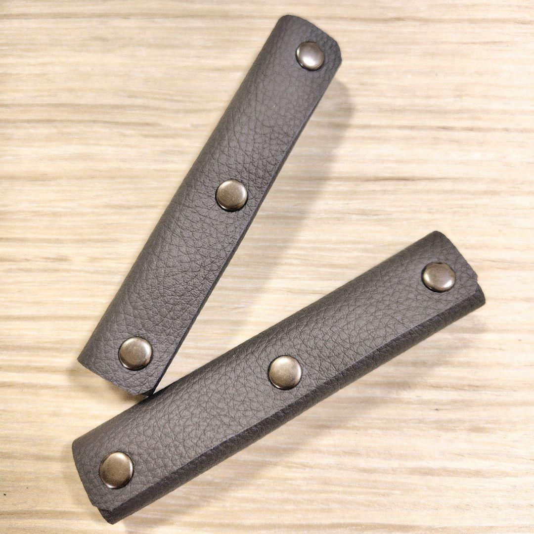 持ち手カバー ダークグレー 2個 バッグ トート かばん 革 レザー レザークラフト ハンドメイド拍卖