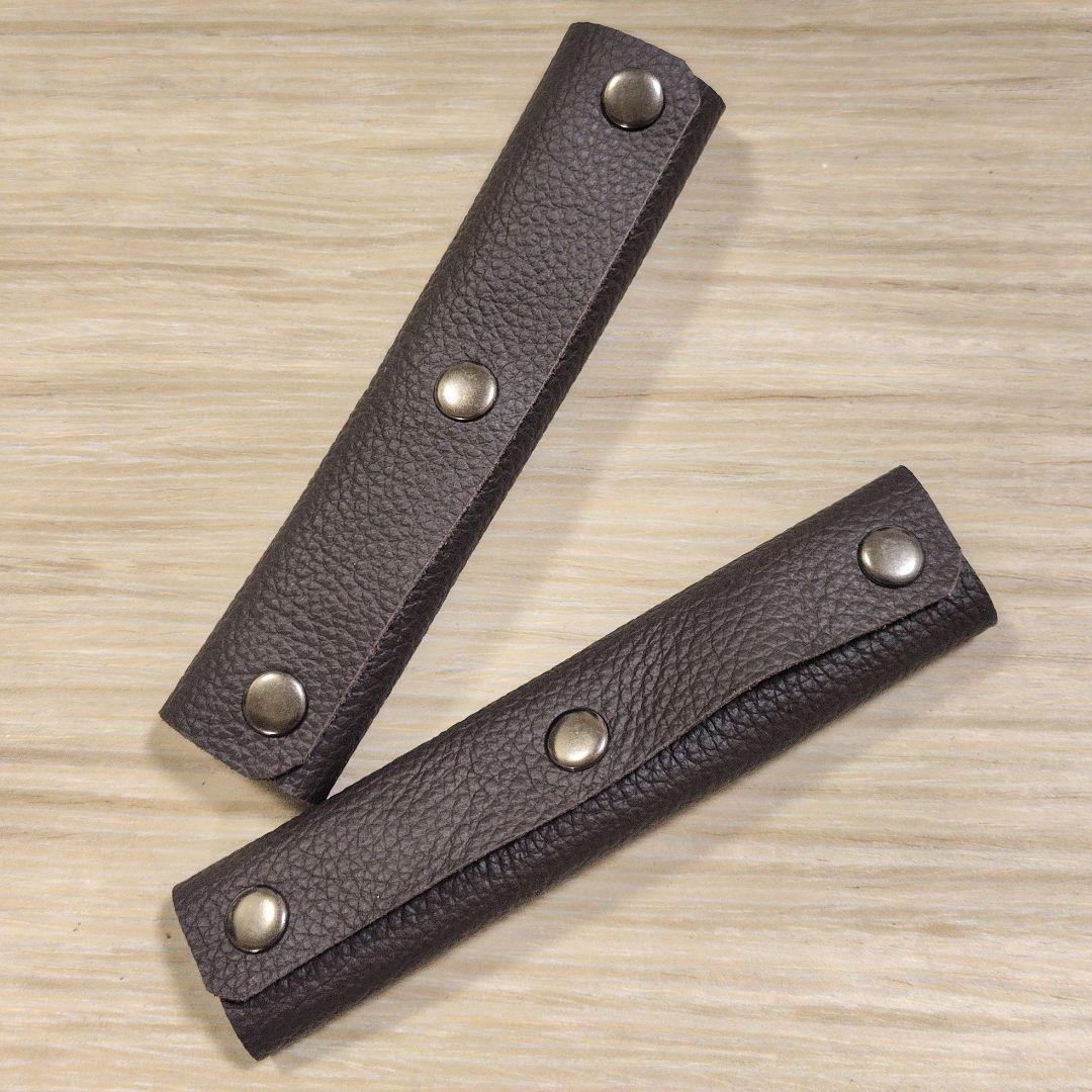持ち手カバー 焦げ茶 2個 補修 保護 バッグ トート かばん 革 レザー レザークラフト ハンドメイド拍卖