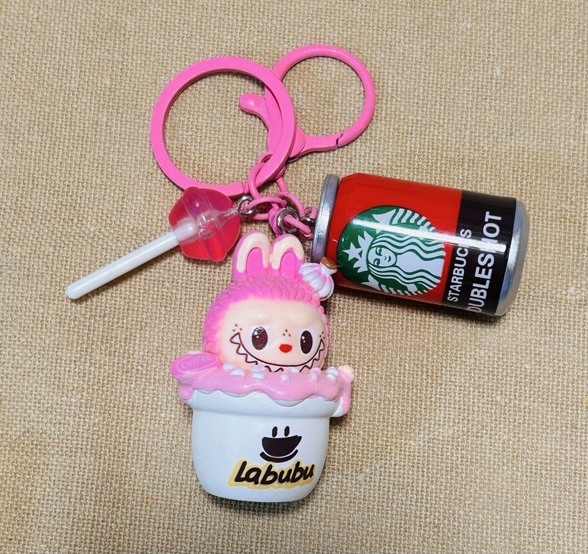 ラブブ キーホルダー キーリング LABUBU フィギュア ピンク 拍卖