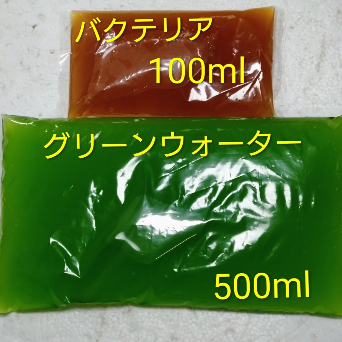 グリーンウォーター 500mlと バクテリア 100ml(飼育水500L分)のセット メダカ 金魚 錦鯉 針子 稚魚 水質浄化 エサ 生存率UP 水拍卖