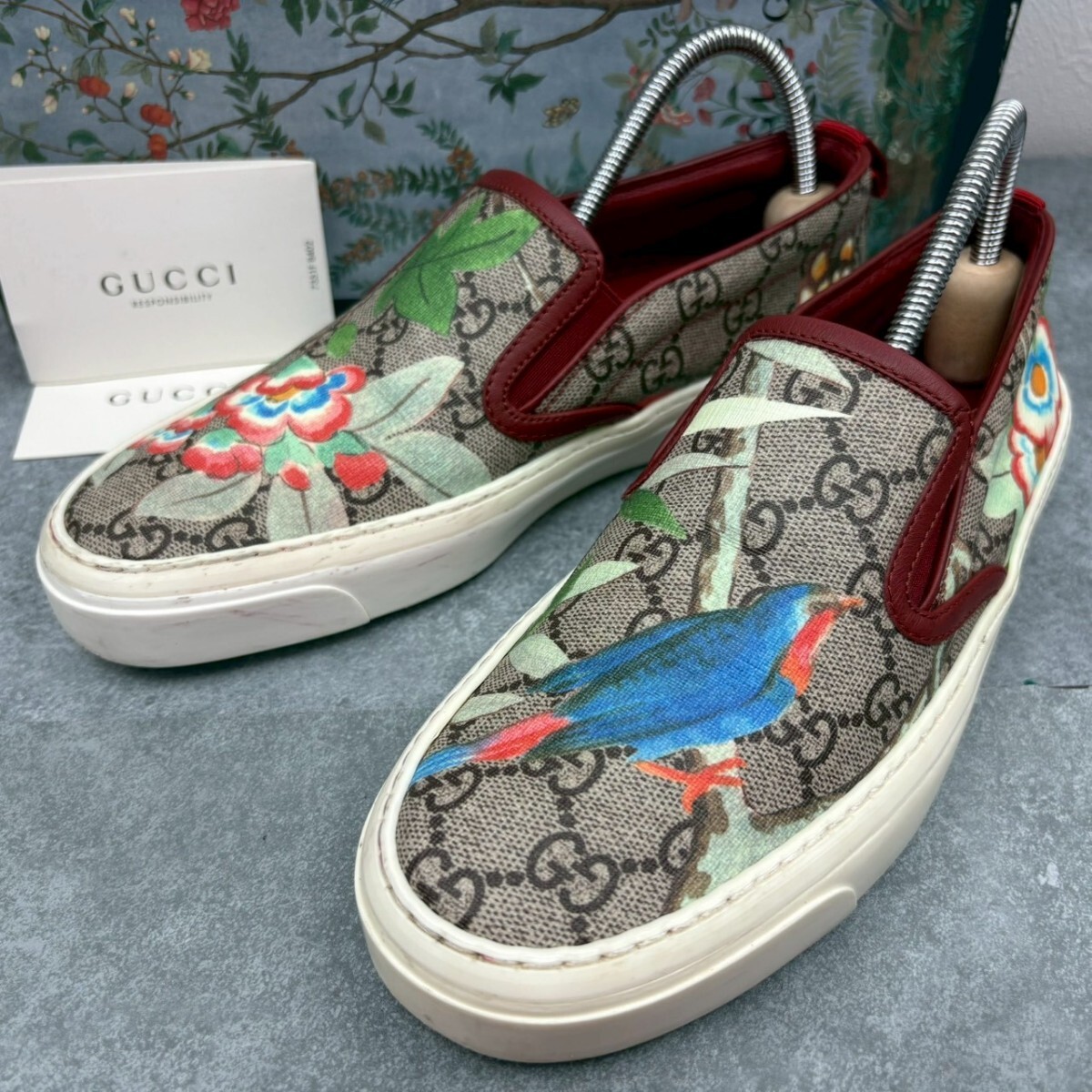 激レア!!【箱付き/美品】グッチ GUCCI ローカット スニーカー スリッポン ティアン GGスプリーム レディース 35 1/2 23.0cm PVC 拍卖
