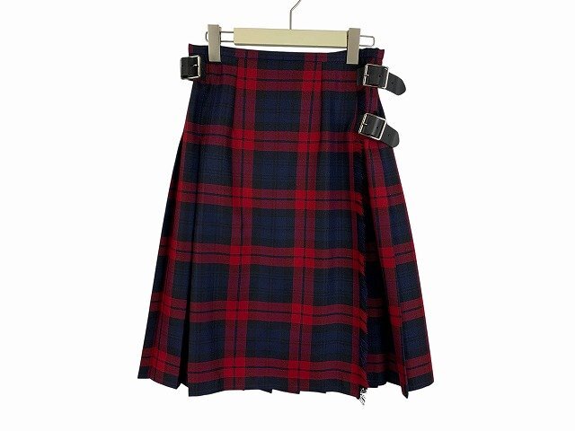 O’NEIL OF DUBLIN/オニールオブダブリン キルトスカート アイルランド製 巻きスカート チェック柄 サイズ : 38 レッド/ネイビー拍卖
