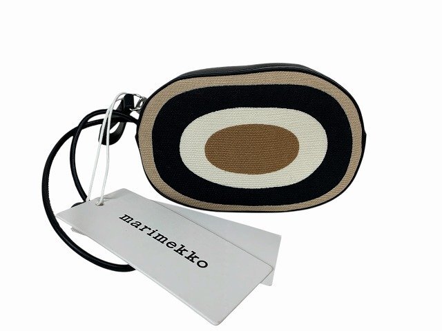 marimekko / マリメッコ ポーチ MELOONI POUCH 小物入れ コットン 牛革 北欧 ブラック/ベージュ拍卖