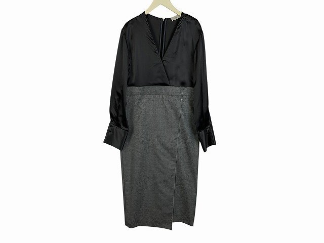 IENA / イエナ ドッキングワンピース TSUJI NAOKOコラボ 定価41800 日本製 レディース サイズ : 38 ワンピース ブラック/グレー拍卖